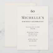 Elegante Minimalistische 60e Verjaardagsviering Kaart (Voorkant / Achterkant)