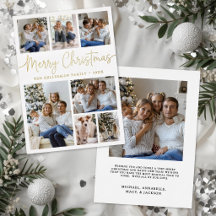 Elegante Minimalistische 8 Foto Collage Kerst Goud