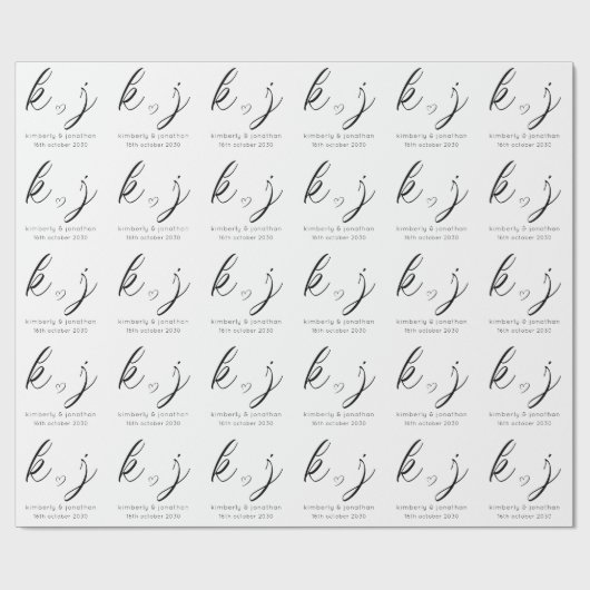 Elegante minimalistische aangepaste bruiloft monog cadeaupapier (Vlak)