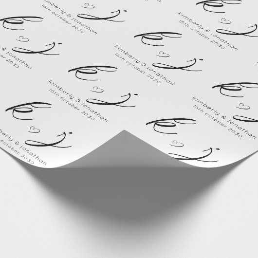 Elegante minimalistische aangepaste bruiloft monog cadeaupapier (Hoek)