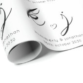 Elegante minimalistische aangepaste bruiloft monog cadeaupapier (Rol Hoek)