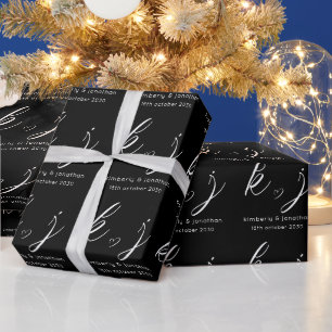 Elegante minimalistische aangepaste bruiloft monog cadeaupapier