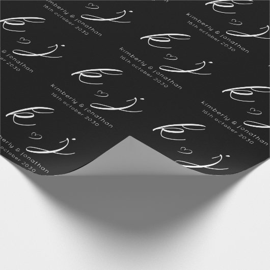 Elegante minimalistische aangepaste bruiloft monog cadeaupapier (Hoek)