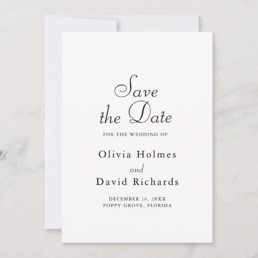 Elegante minimalistische aangepaste foto Bewaar de Save The Date (Voorkant)