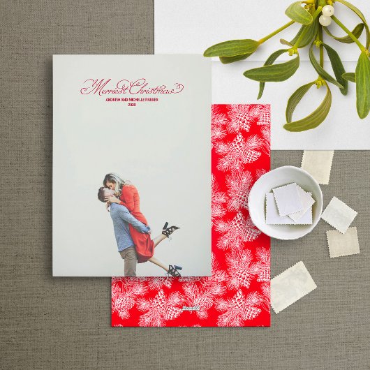 Elegante minimalistische aangepaste foto kerst Kaa Feestdagenkaart