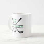 Elegante minimalistische aangepaste Golf Monogram  Koffiemok (Voorkant links)