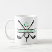Elegante minimalistische aangepaste Golf Monogram  Koffiemok (Links)