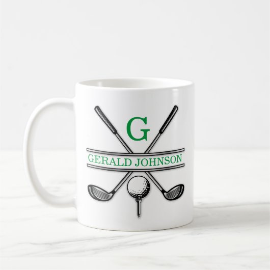Elegante minimalistische aangepaste Golf Monogram  Koffiemok (Links)