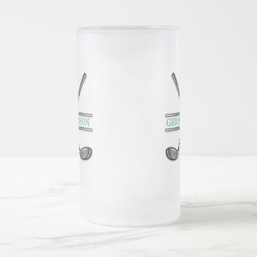 Elegante minimalistische aangepaste Golf Monogram Matglas Bierpul (Center)