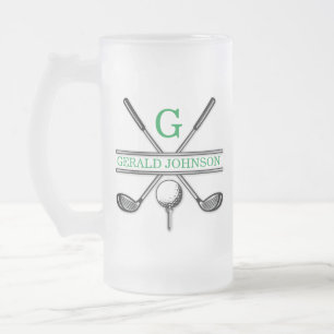 Elegante minimalistische aangepaste Golf Monogram  Matglas Bierpul