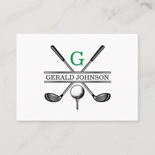 Elegante Minimalistische Aangepaste Golf Monogram Visitekaartje (Voorkant)