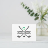 Elegante Minimalistische Aangepaste Golf Monogram Visitekaartje (Staand voorkant)