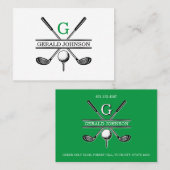 Elegante Minimalistische Aangepaste Golf Monogram Visitekaartje (Voorkant / Achterkant)