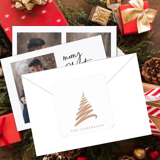 Elegante minimalistische aangepaste naam Gouden ke Vierkante Sticker