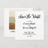 Elegante minimalistische aanpasbare foto met achte save the date (Voorkant / Achterkant)