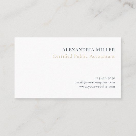 Elegante minimalistische accountant CPA Visitekaartje (Voorkant)