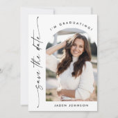 Elegante minimalistische afstudeerfeest 2 foto save the date (Voorkant)