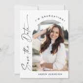 Elegante minimalistische afstudeerfeest 2 foto save the date (Voorkant)