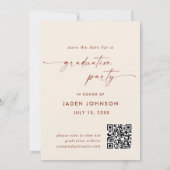 Elegante minimalistische afstudeerfeest foto QR-co Save The Date (Achterkant)