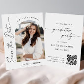 Elegante minimalistische afstudeerfeest foto QR-co Save The Date