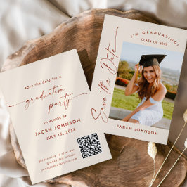 Elegante minimalistische afstudeerfeest foto QR-co Save The Date
