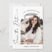 Elegante minimalistische afstudeerfeest foto QR-co Save The Date (Voorkant)