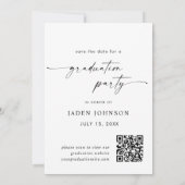 Elegante minimalistische afstudeerfeest foto QR-co Save The Date (Achterkant)