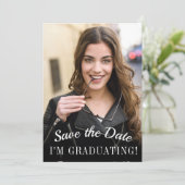 Elegante minimalistische afstudeerfeest foto save the date (Staand voorkant)