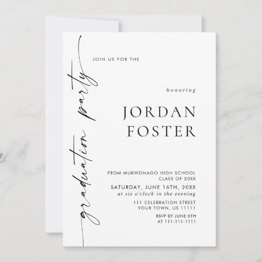 Elegante minimalistische afstudeerfeest QR-code Kaart (Voorkant)