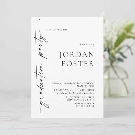 Elegante minimalistische afstudeerfeest QR-code Kaart (Staand voorkant)