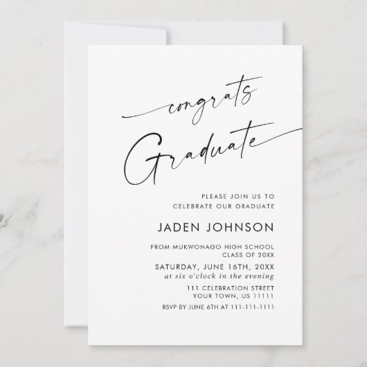 Elegante minimalistische afstudeerfeest QR-code Kaart (Voorkant)