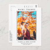 Elegante Minimalistische Afstudeerfoto Bedankt  Briefkaart (Voorkant / Achterkant)