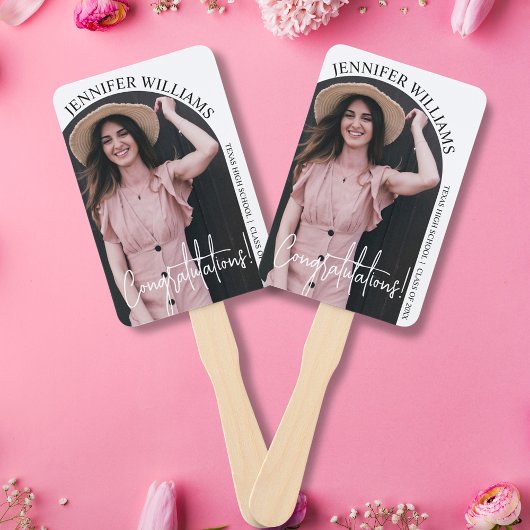 Elegante minimalistische afstuderen boog foto handwaaier