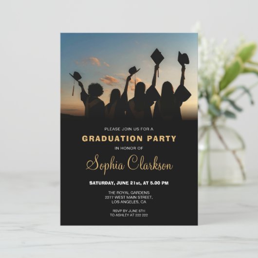 Elegante minimalistische Afstuderen uitnodiging (Staand voorkant)