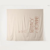 Elegante minimalistische amandel pastel bruiloft a wandkleed (Voorkant (horizontaal))