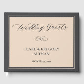 Elegante minimalistische amandelgrijze bruiloft gastenboek (Voorkant)