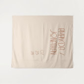 Elegante minimalistische amandelkleur bruiloft ach wandkleed (Voorkant (horizontaal))