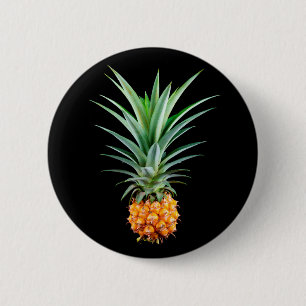 elegante minimalistische anananas zwarte achterg ronde button 5,7 cm
