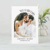 Elegante minimalistische Arch Elopement aankondigi Aankondiging (Staand voorkant)