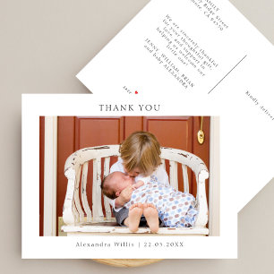 Elegante Minimalistische Baby Shower Foto Dank Je Uitnodiging Briefkaart