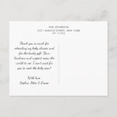 Elegante minimalistische babyshower foto briefkaart (Achterkant)