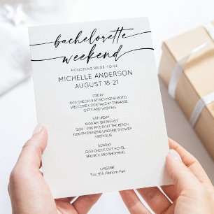 Elegante Minimalistische Bachelorette Weekend Itin Kaart