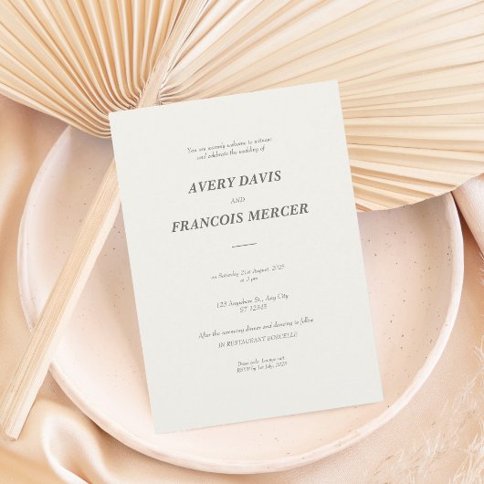 Elegante minimalistische beige bruiloft kaart