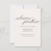Elegante minimalistische beige bruiloft uitnodigin save the date (Voorkant)