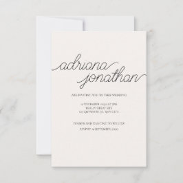 Elegante minimalistische beige bruiloft uitnodigin save the date
