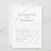 Elegante minimalistische beige monogram bruiloft kaart (Voorkant)