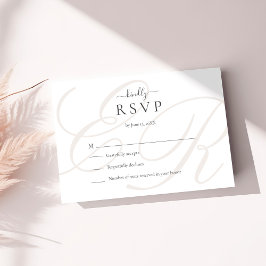 Elegante minimalistische beige monogram bruiloft RSVP kaartje