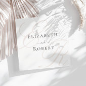 Elegante minimalistische beige monogram bruiloft servet