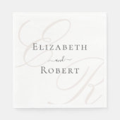 Elegante minimalistische beige monogram bruiloft servet (Voorkant)