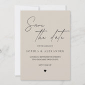 Elegante Minimalistische Beige Save the Date Kaart (Voorkant)